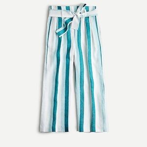 J. Crew Paper-bag linen pant in cabana stripe